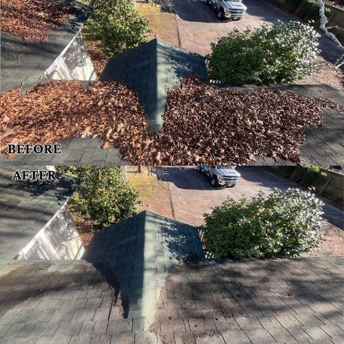 Blowing Debris Off of a Roof in Greenwood, SC